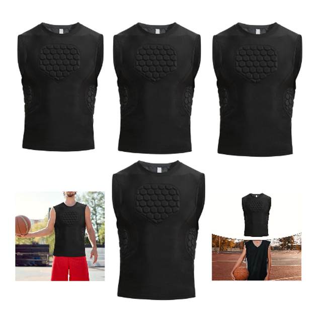Mens Padded Compression Shirt Comfortable Sleeveless Breathable Chest Protector
