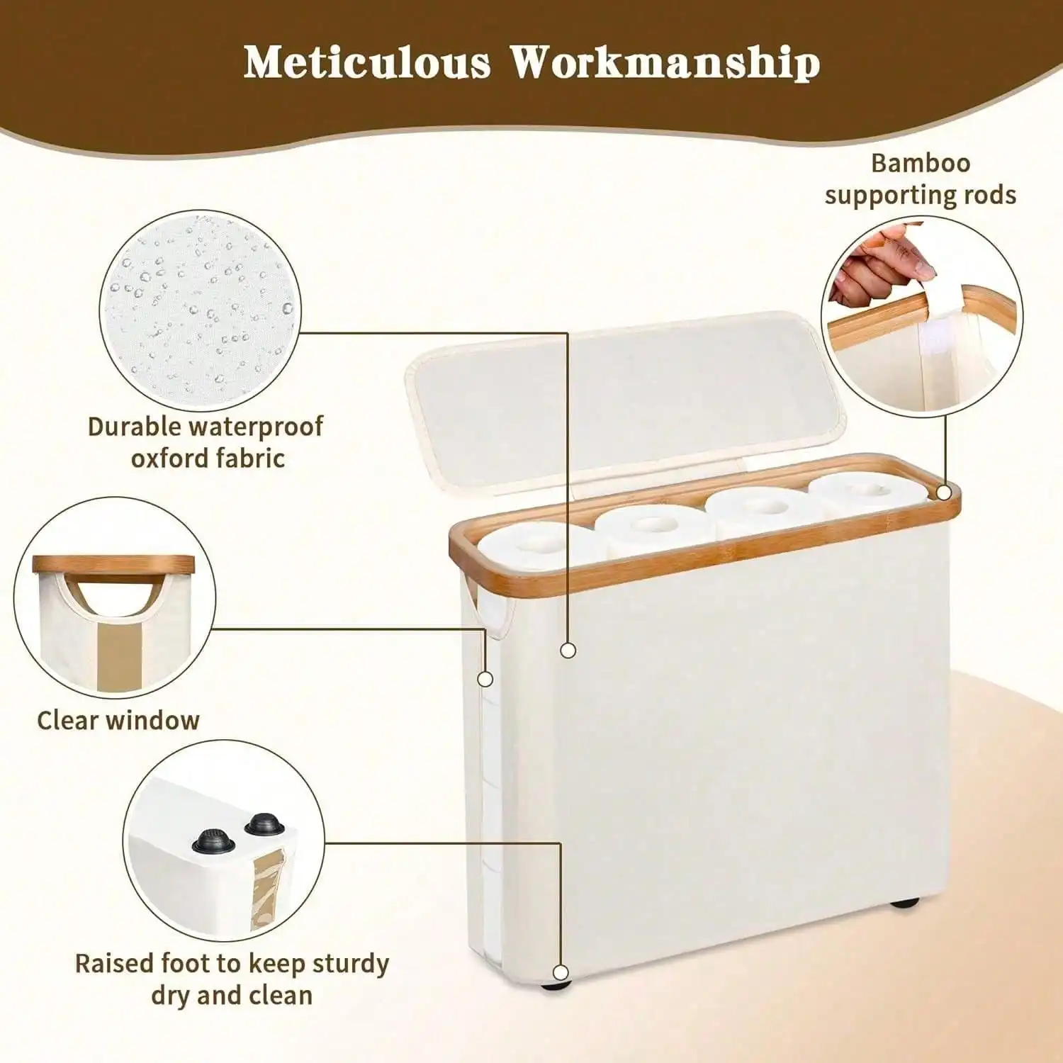 Bathroom Toilet Paper Basket with Lid 4