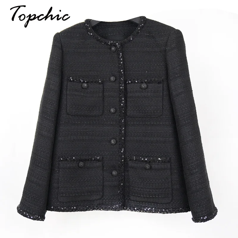 

Luxury Sequined Beading Jacket for Women Luxury Elegant Abrigo Mujer Invierno 2023 Autumn Winter Clothes Korean Wool Coats