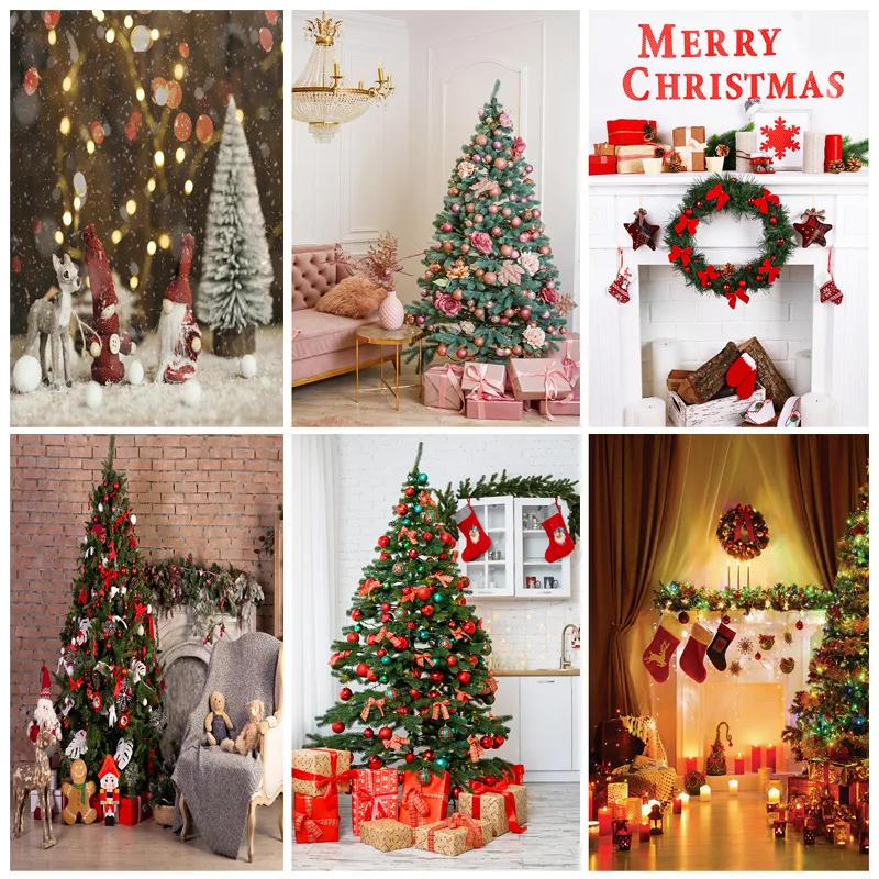 

SHUOZHIKE Christmas Theme Photography Background Indoor Christmas Tree Baby Portrait Backdrops For Photo Studio Props TSP-02