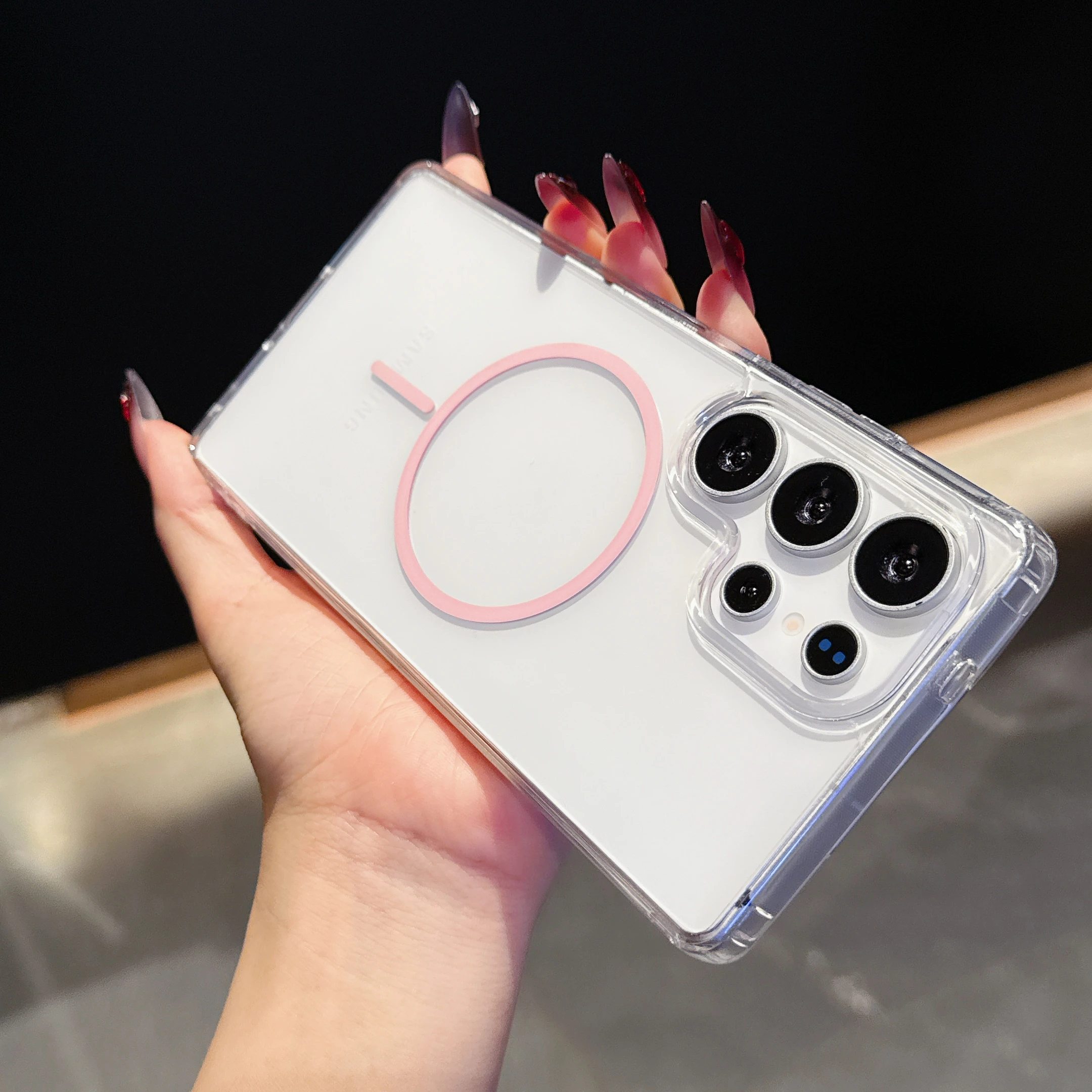 Ultra-Thin HD Clear Magnetic Phone Case with Wireless Charging Compatibility - Acrylic Hard MagSafe Cover