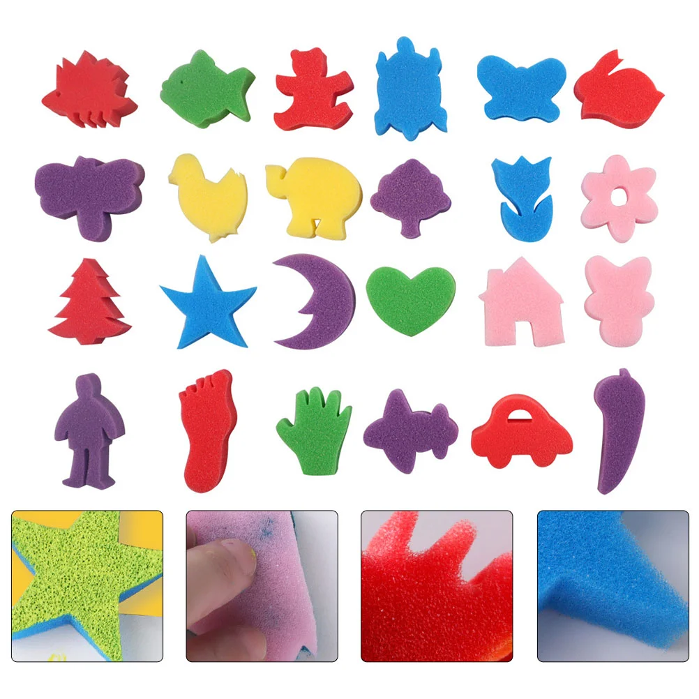 

48pcs Painting Sponges Seal Cartoon DIY Sponges Seal Graffiti Supplies for Kids