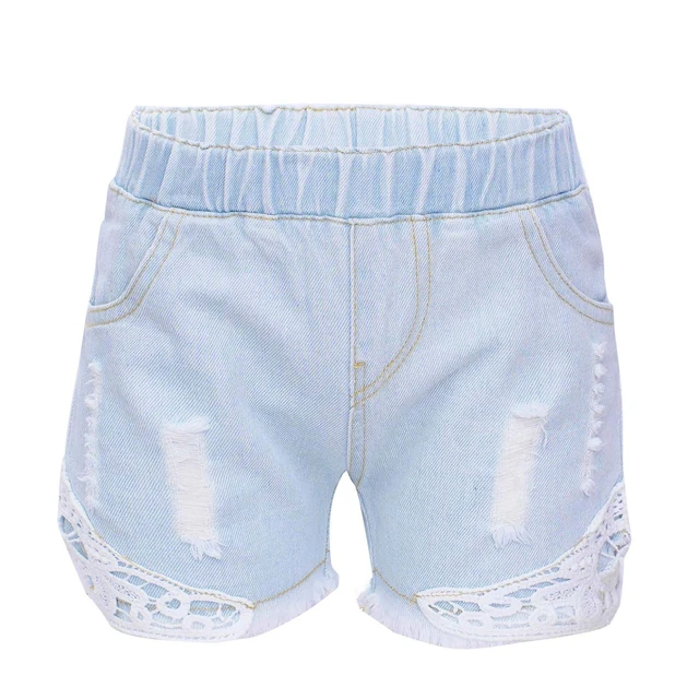 Girls' Denim Shorts, Ripped, Stretchy & Long