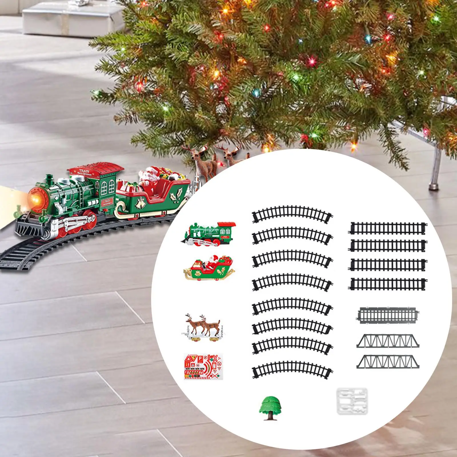 Christmas Train Sets,Christmas Gift with Light and Sound,DIY Electric Toy Train