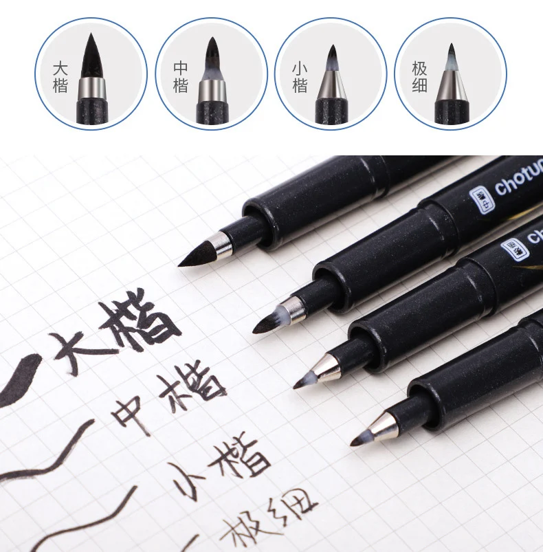 3 Stück/Set Kalligraphie-Malstift, chinesische Pinselstifte zum Schreiben, Schriftzug, Unterschriften, weiche Pinselspitze, nachfüllbare Tinte, Kunsthandwerk – Detail 5