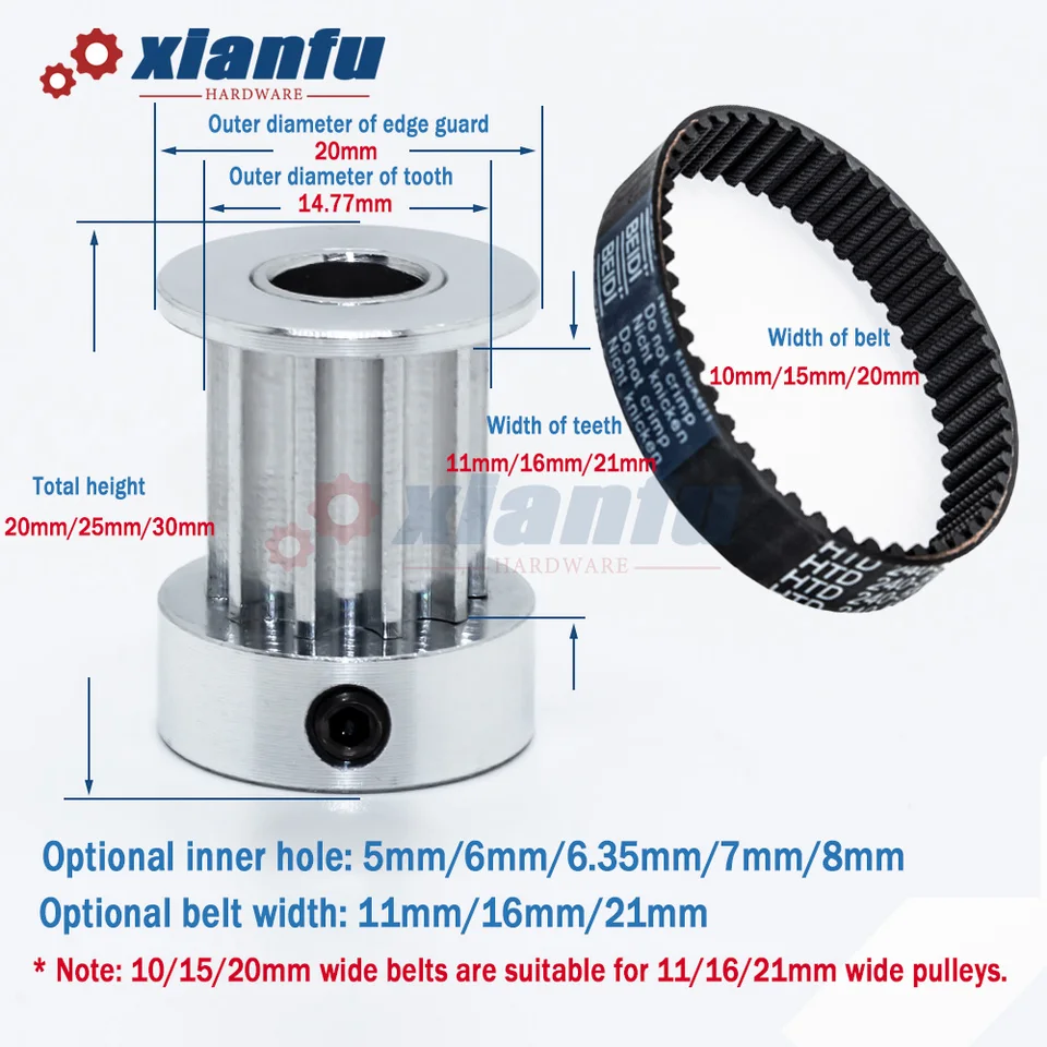 Poulie De Synchronisation HTD 5M 20T, 20 Dents 5M-20T 16/21mm De Largeur, Poulie à Courroie Dentée 5/6/8/10/12/14/15mm, Alésage Pour Machine CNC