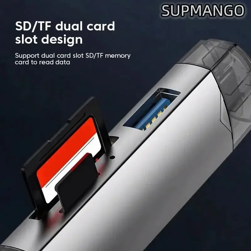 6 in 1 다기능 USB 카드 리더, U 디스크, C 타입, 마이크로 USB, Tf, Sd 플래시 드라이브, 메모리 카드 읽기 어댑터, 전화 액세서리