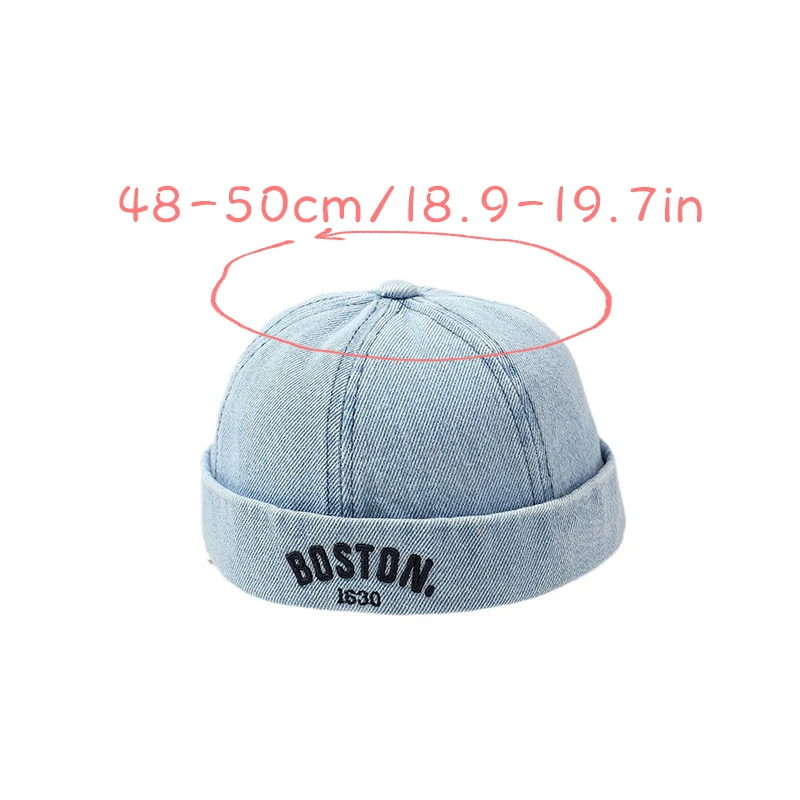 Blue Denim Baby Beanie Hat - 1-3Y Drawstring Hip Hop Cap