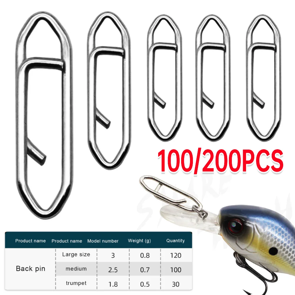 100/200pcs Fishing Power Snap Clips Stainless Steel Speed Clips ...