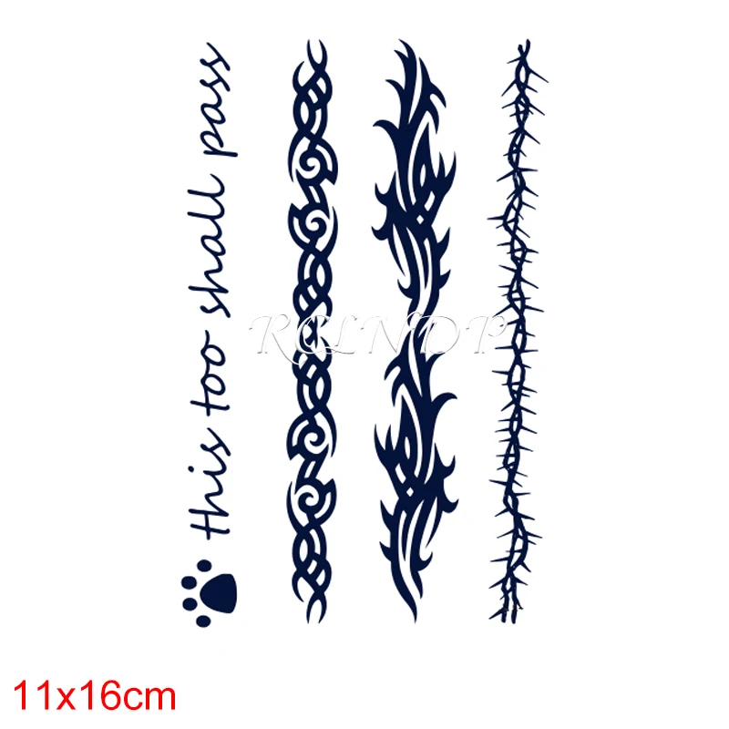 Waterproof Temporary Juice Tattoo Sticker "this Too Shall Pass" Hand Band Designs Flash Tatoo Fake Tatto Art for Men Women