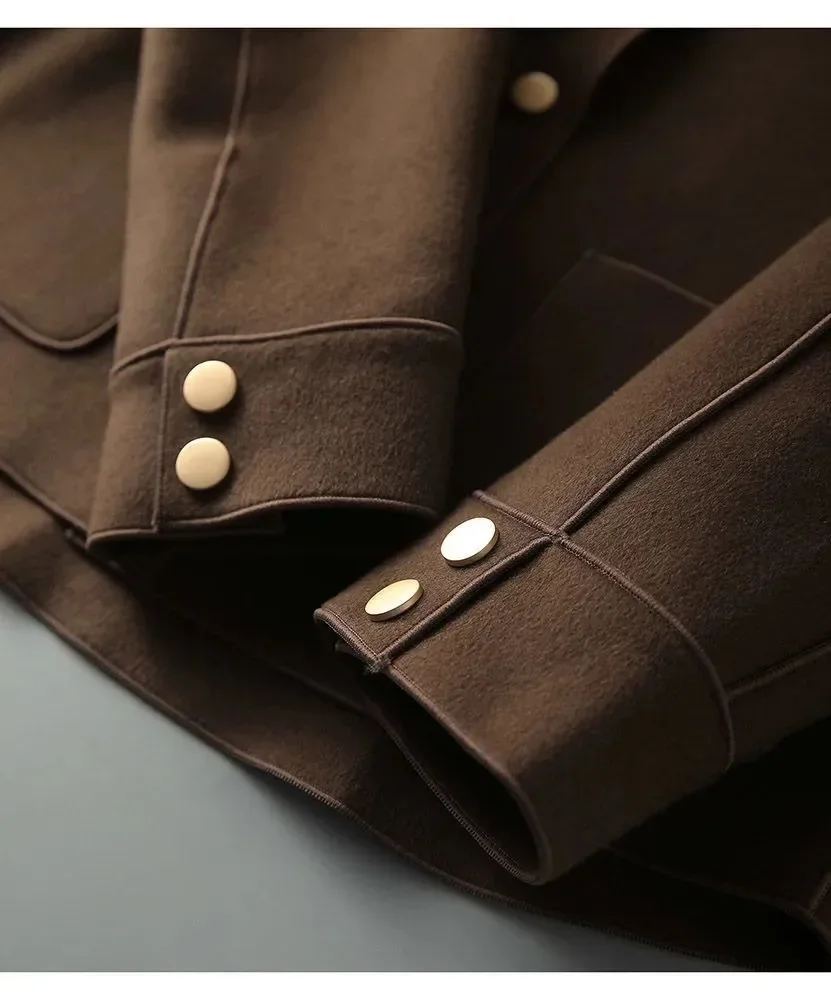 Elegant Fashionable Double-sided Woolen Short Jacket For Women Loose-fit Versatile Top Spring Autumn New Arrival