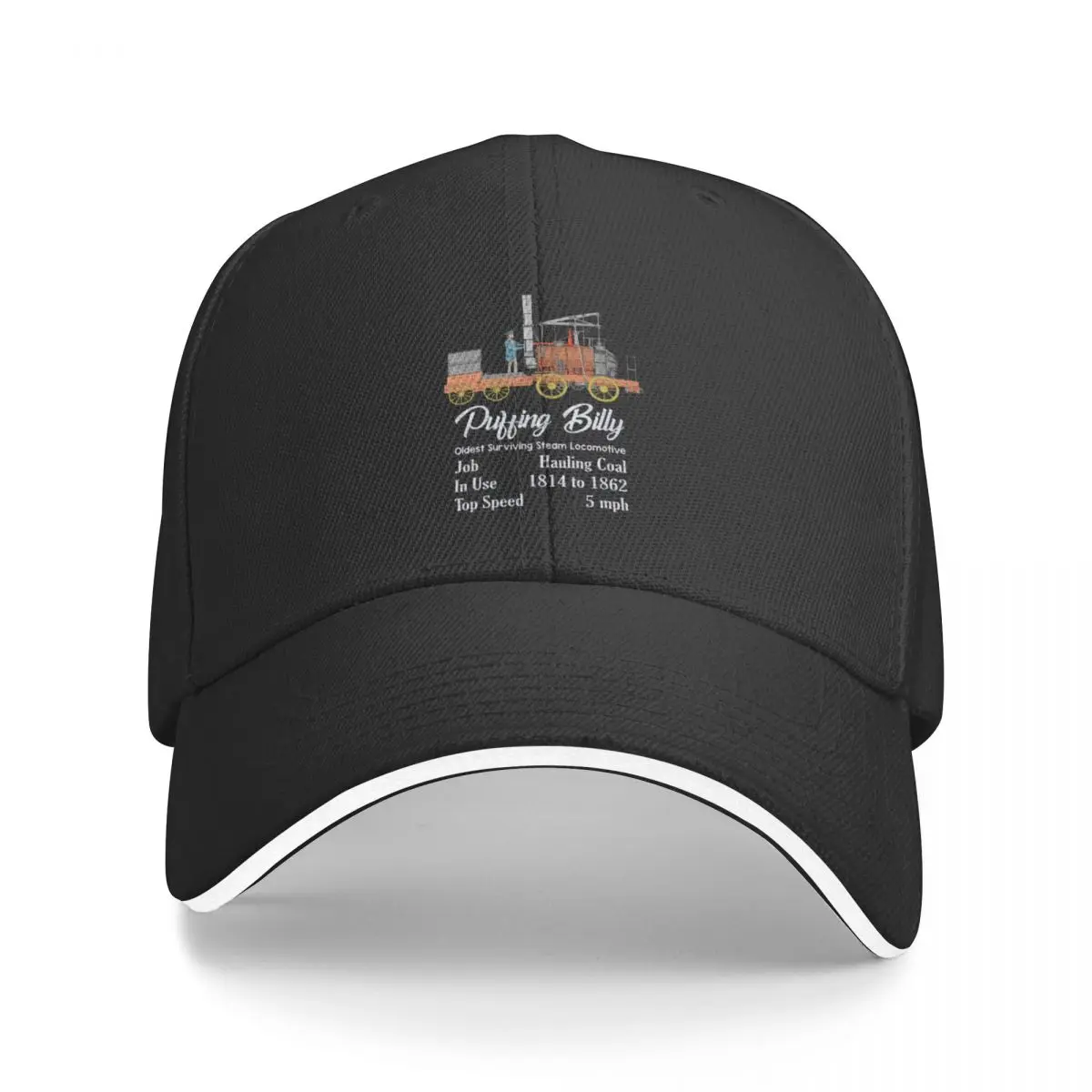 

Puffing Billy Oldest Surviving Steam Locomotive Train Diagram Gift Baseball Cap Snap Back Hat Designer Man Women's