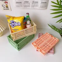 Plastic Foldable Storage Crate Folding Box Basket Stackable Cute Makeup Jewellery Toys Boxes for Storage Box Organizer Portable 5