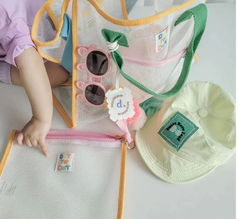 Description Picture 6 of itemTravel vacation color mesh large capacity mommy bag cross-body single shoulder storage bag