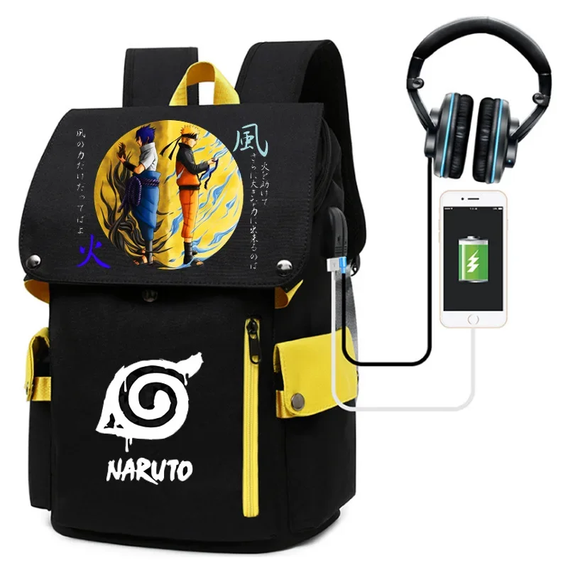 

Naruto Anime School Bag Large-capacity Backpack Sports Backpack Lightening Zipper Shoulders Outdoor Bag Fashion Accessories