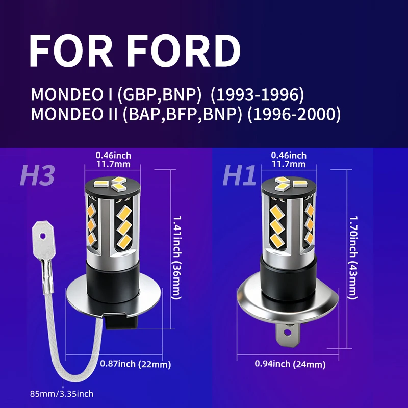 포드 몬데오 MK1/2 GBP BNP BAP BFP LED 안개등 전구 자동차 전면 안개등 램프 전구 1993 1994 1995 1996 1997 1998 1999 2000