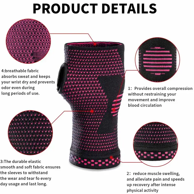 1Pc Wrist Compression Sleeve for Carpal Tunnel &Pain Relief Treatment,Wrist Support for Arthritis,Tendonitis,Sprains wrist brace - Image 3