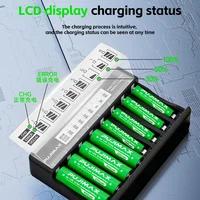 PUJIMAX Rechargeable Li-ion Battery 1.5V AA 4255mWh AAA 1100mWh+Charger for Clock Radio Video Game Digital Camera AA AAA Battery 2