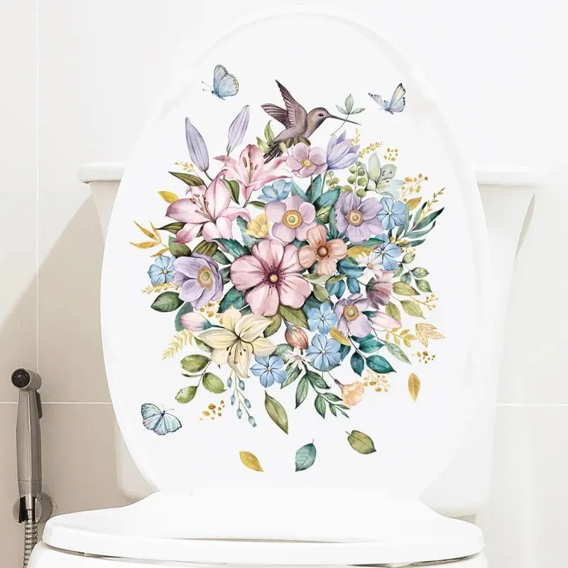 Vinyl Stickers Toilet Stickers Toilet Wall Stickers Toilet Seat Stickers 1pc Duo Toilet Decoration Painting Toilet Lid Sticker Mat Decal Daisy Wall Sticker Small Flower Stic