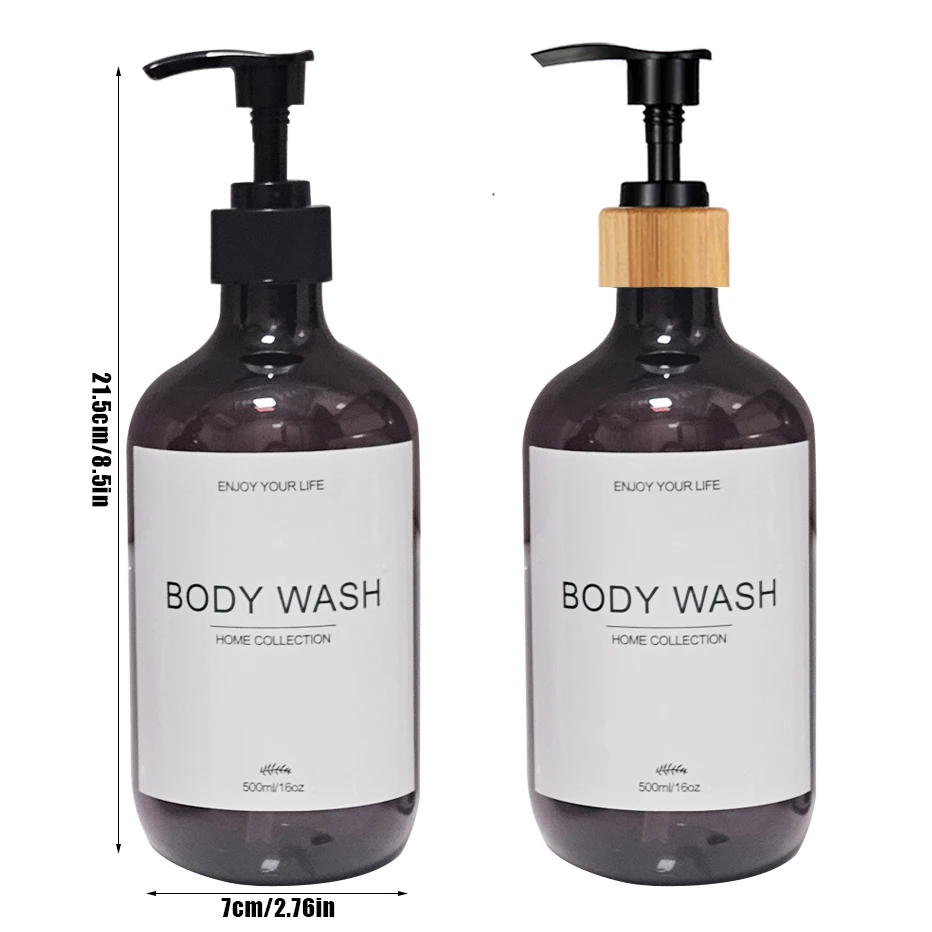 500ml Shampoo Body Wash Conditioner Dispenser Bottle Bathroom Waterproof Pre-Labeled Refillable Shampoo Bottle Soap Container 2