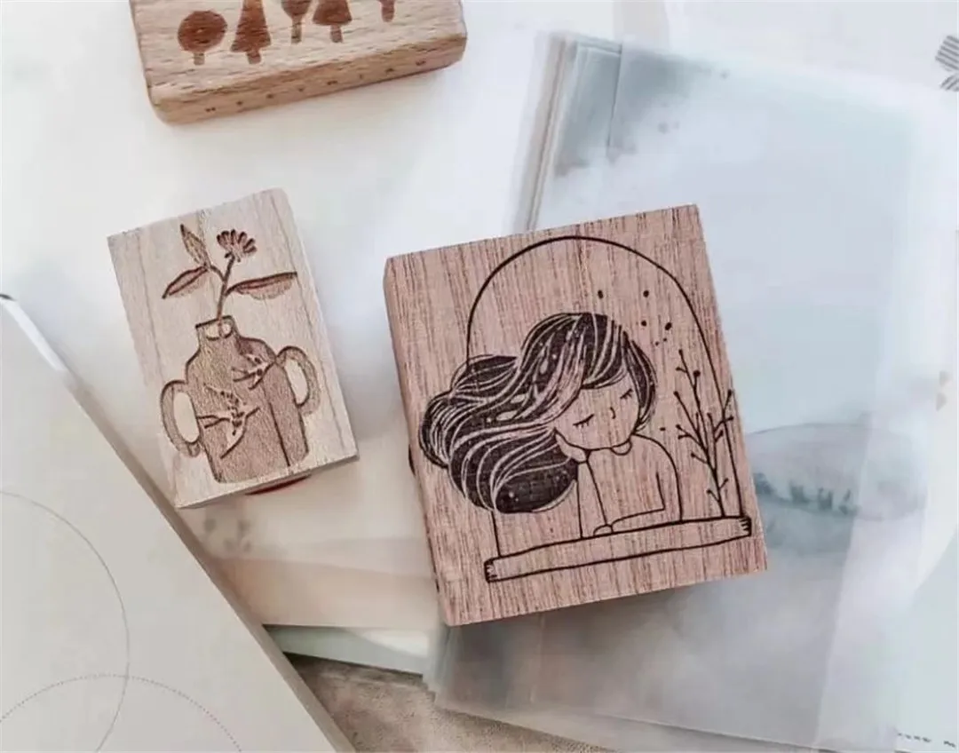

Lovely Moon Girl Wooden Rubber Stamp for DIY Scrapbooking Photo Album Card Making