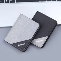 Simple Multi-layer Folding Card Case Canvas Credit Card ID Holder Retro Bifold Small Wallet Vertical Short Wallet for Men 1