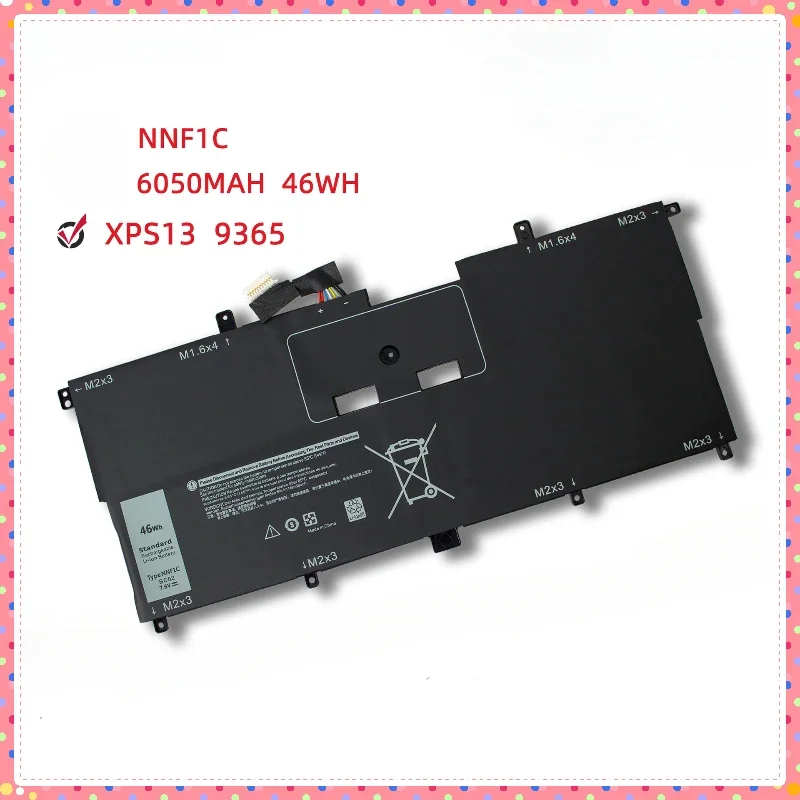 High Quality Laptop Battery For Dell XPS13 9365 13-9365-D1605TS NNF1C Notebook Battery Laptop Parts 6050mAh 46WH  7.6V