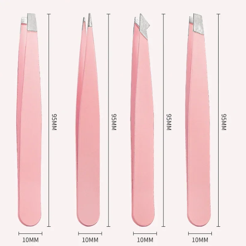 1/4Pcs Pink Black Eyebrow Tweezer Eyebrow Trimming and Hair Removal False Eyelash Clipper Beard Removal Forceps Beauty Tool 2