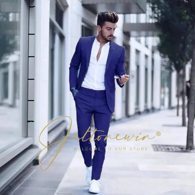 

Men Suits Groomsmen Dinner Wedding Tuxedos Slim Fit Formal Business Blazer 2 Piece Blazer Pants Blazer Suits For Men