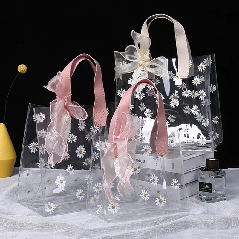Small Plastic Bag with Handle for Wedding Little Daisy Gift Bags