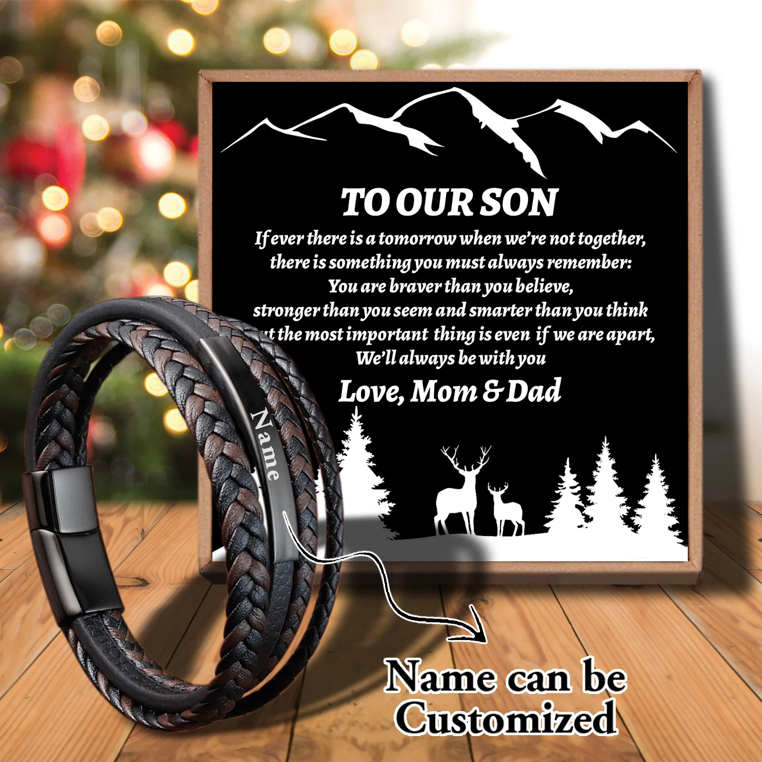 

Sap3006 Mom And Dad To My Son Hot Sell Men classice Multilayer Leather Bracelet Magnetic-clasp