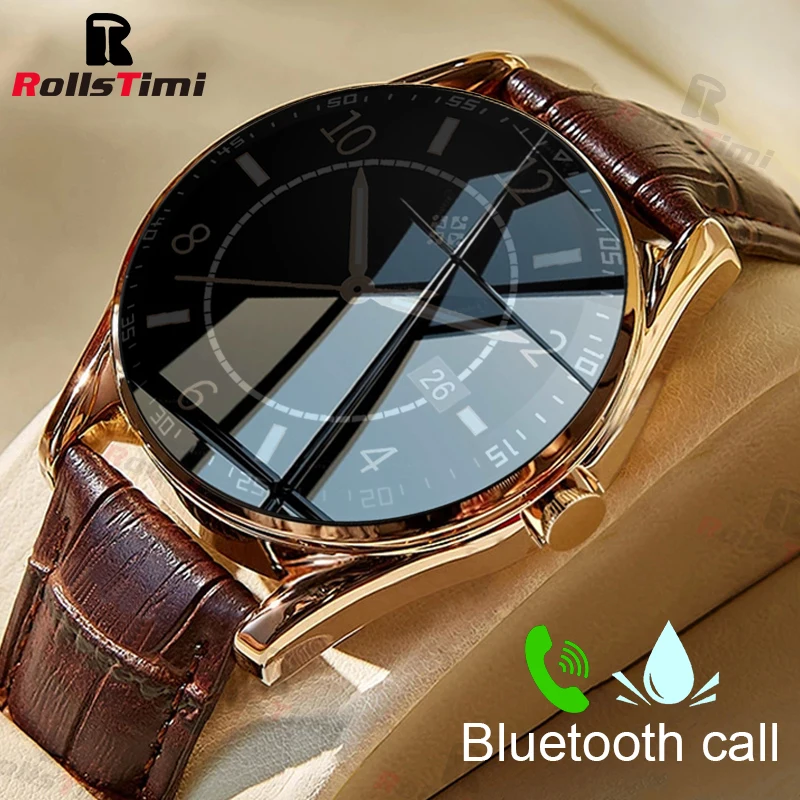 

Rollstimi Bussiness Men Smart Watch Full Touch Screen Bluetooth Call For Android iOS Smartwatch Waterproof Sport Fitness Watches