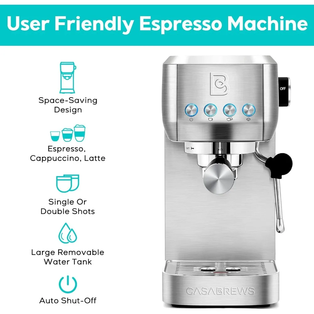 Espresso Machine 20 Bar, Professional Espresso Maker Cappuccino Machine with Steam Milk Frother, Stainless Steel Espresso 2