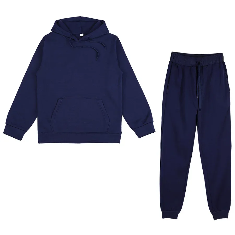 New Women Tracksuit Solid Color Hooded Sport Suits Men Spring Warm Hoodies Casual Long Sleeve Sweatshirts Trousers Two Piece