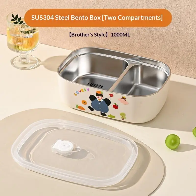 Cartoon Donut Leakproof Bento Lunch Box with Utensils and 3 Compartments
