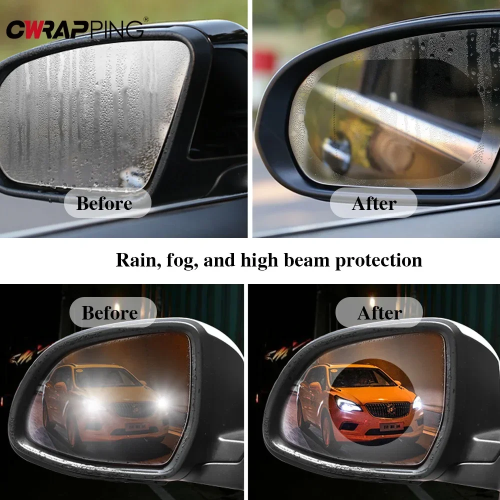 Car Stickers Vinyl Rainproof Waterproof Rearview Window Mirror Clear Protective Film Tuning Rain Proof Auto Accessories 4pcs