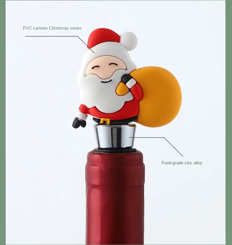 Wine Corks Christmas Series Santa Claus Wine Bottle Stopper Party Gift Christmas Bar Decor Sealed Fresh-keeping Wine Champagne Stopper
