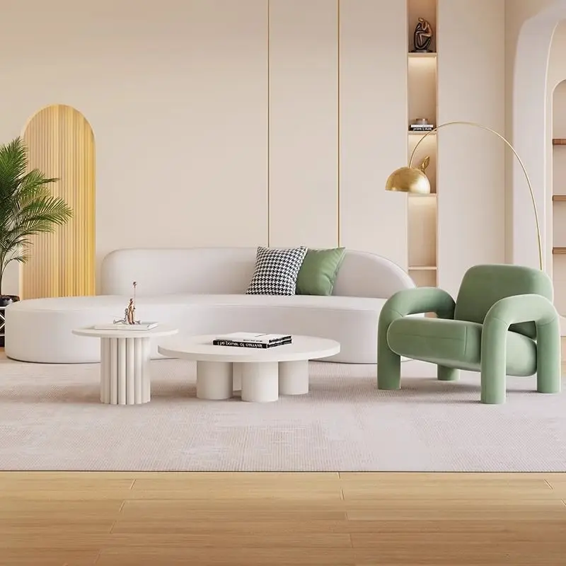 Creative Single Sofa Italian Minimalist Meeting Table Chair Set Designer Armchair Lounge One Table Two Chairs Hotel Furniture