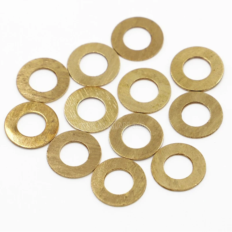 50-Piece Solid Brass Precision Washers Set - Flat Copper Shims, Gaskets, and Spacers