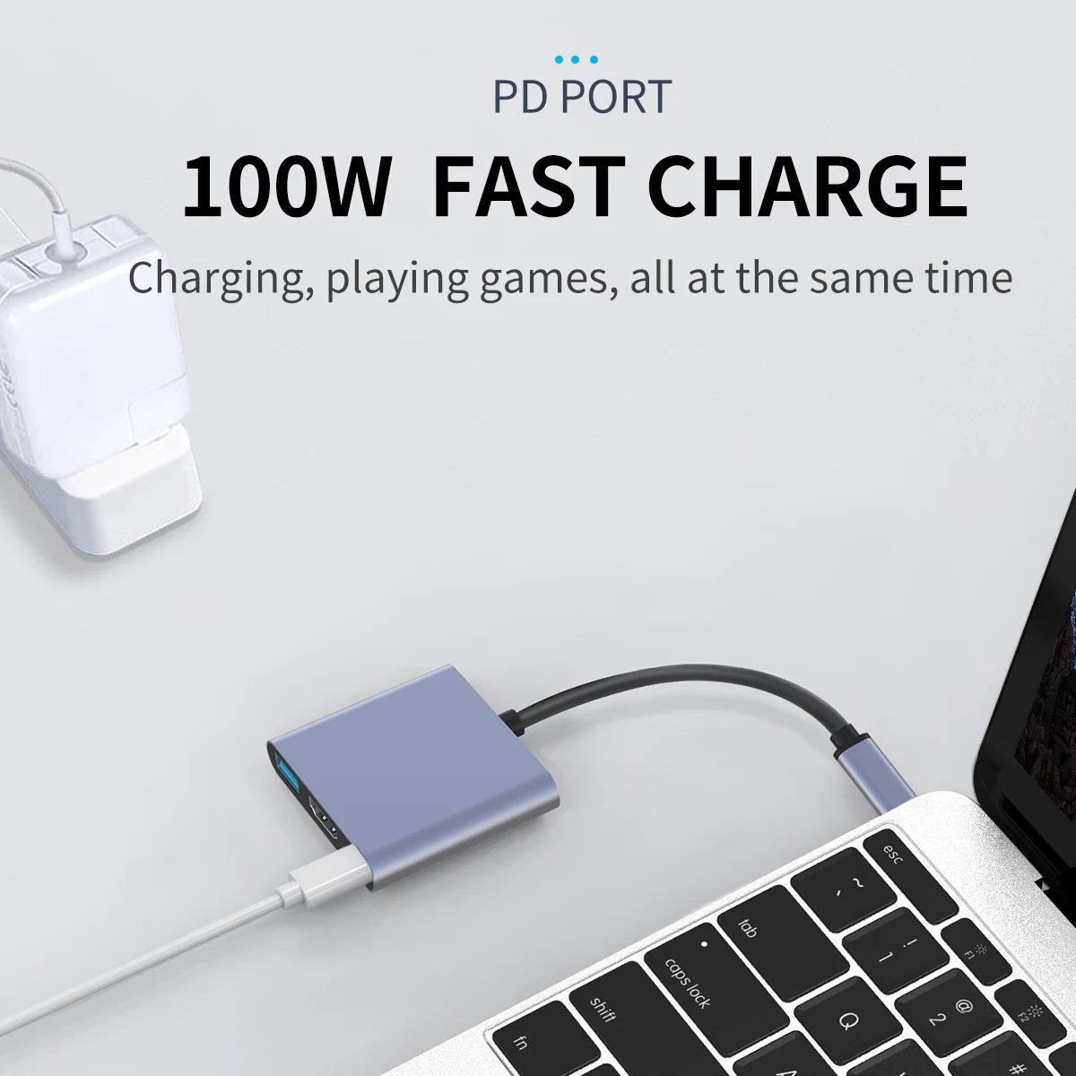 3 IN 1 HUB Type C to VGA 1080P Converter Compatible USB3.0 PD100W with MacBook Pro iPad Pro Chromebook Pixel Laptop