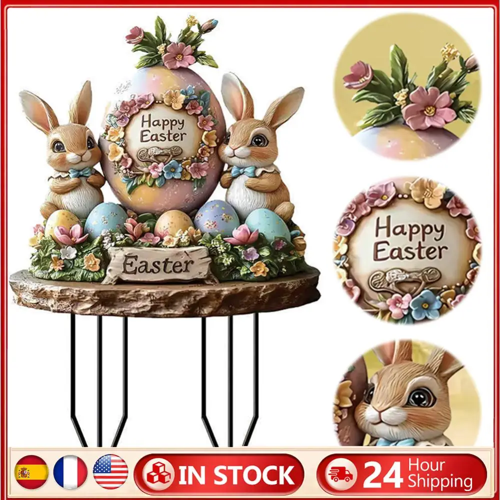 Acrylic Easter Bunny Garden Stake Outdoor Decoration