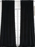 Premium Wool Ball Edge Blackout Curtains Curtains for Living Dining Room Bedroom French Minimalist Velvet Curtain 1PC 1