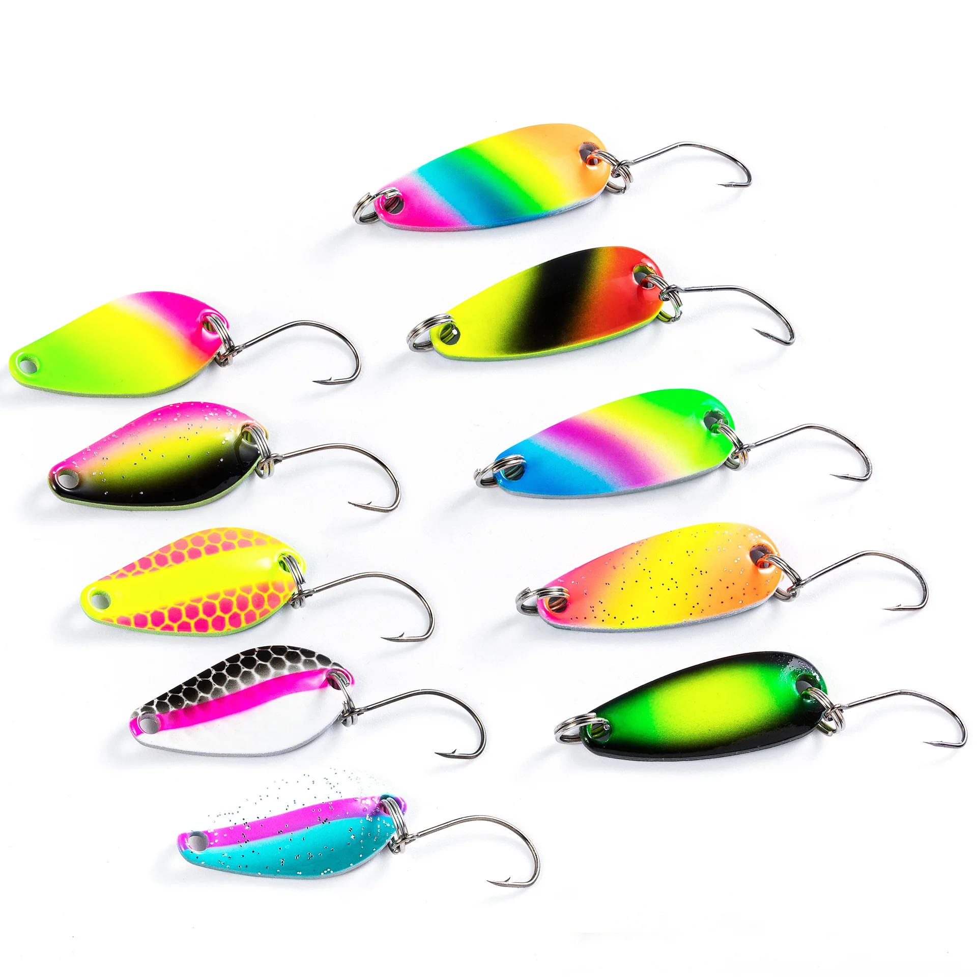 Fishing Lure Colorful Spoons Single Hook 2g/3g Artificial Lure Hard Bait 510 Pieces Bag