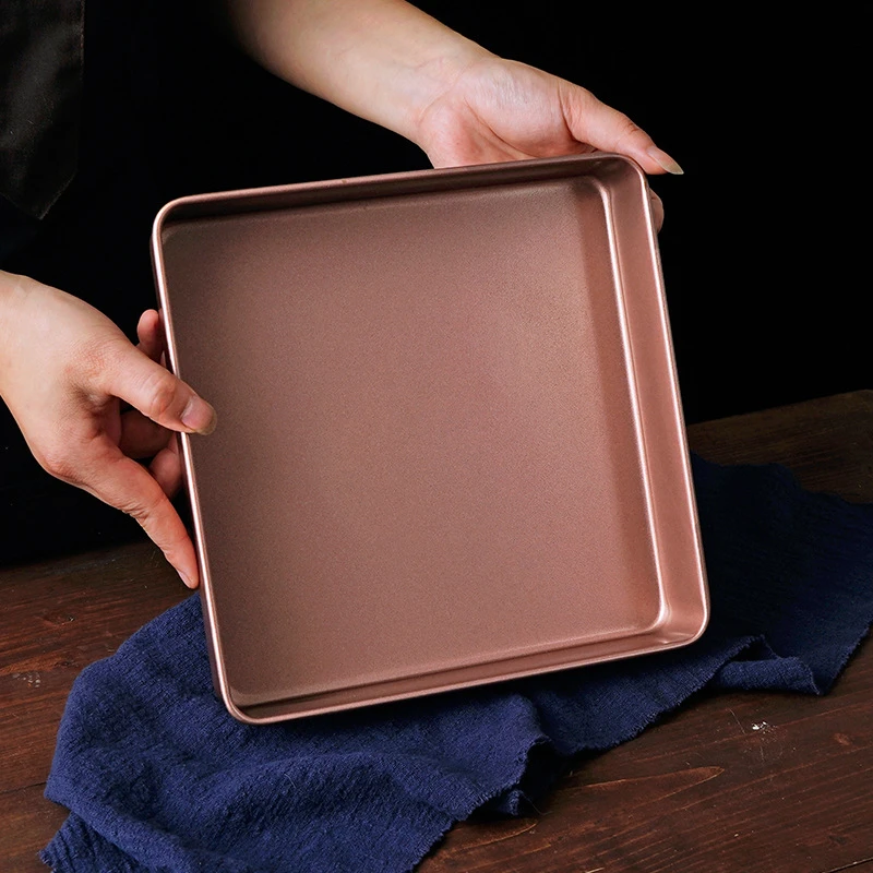 28cm Non-Stick Square Bread Baking Pan Thicken Carbon Steel Cake Loaf Tray Biscuit Pastry Molds Home Kitchen Bakeware Tools Cake Mold Baking Pan Tray
