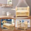 Mini Baby Cribs 4-in-1 Convertible - Cunas para Bebes with Changing Shelf and Mattress Included,2024 Wood Baby Bassinets Bedside 5