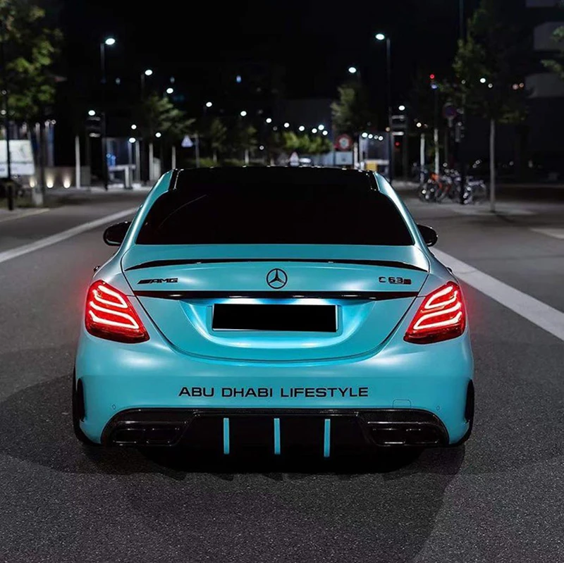 

For Mercedes W205 Carbon Spoiler 4-Door Sedan C63 style C180 C200 C250 C260 Carbon Fiber Rear Trunk Spoiler With Red Line 2014+