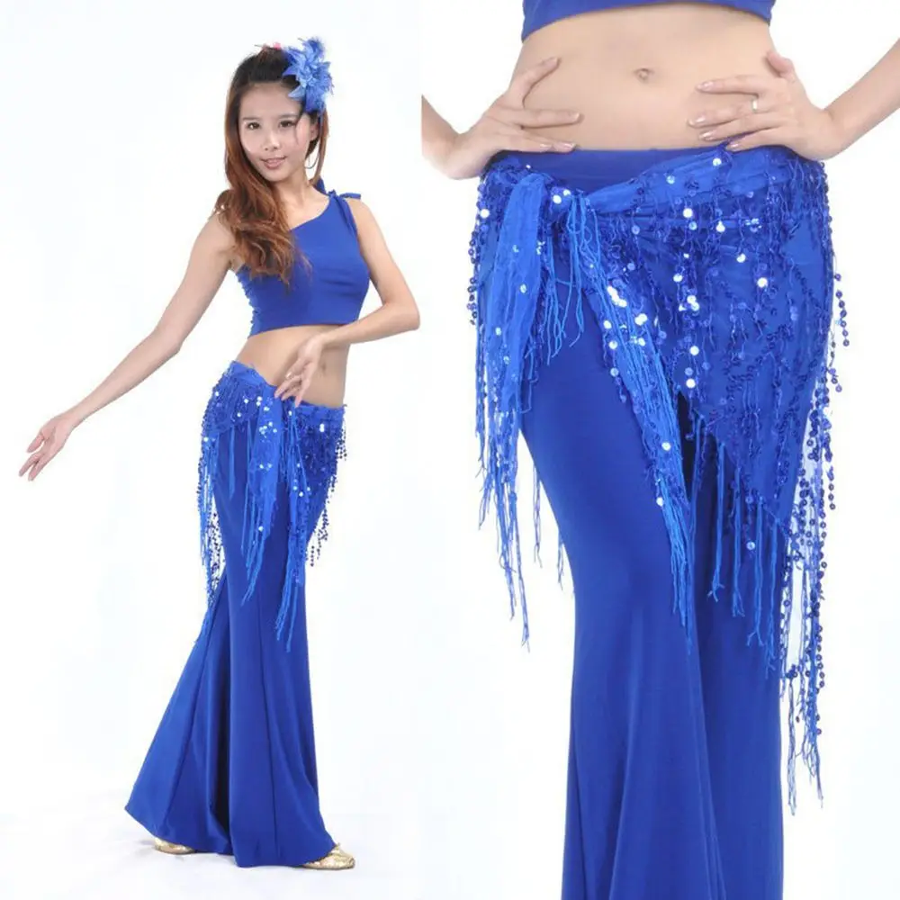 

New Style Belly Dance Costumes Triangle Scarf Women Belly Dancing Belt Hip Scarf Tassel Sequins
