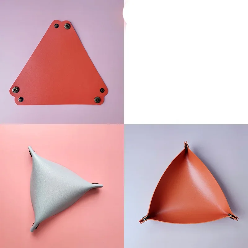Dice Tray 14 Colors PU Leather Folding Triangle Dice Tray Portable Box Board Games Dice Storage 12.5cm