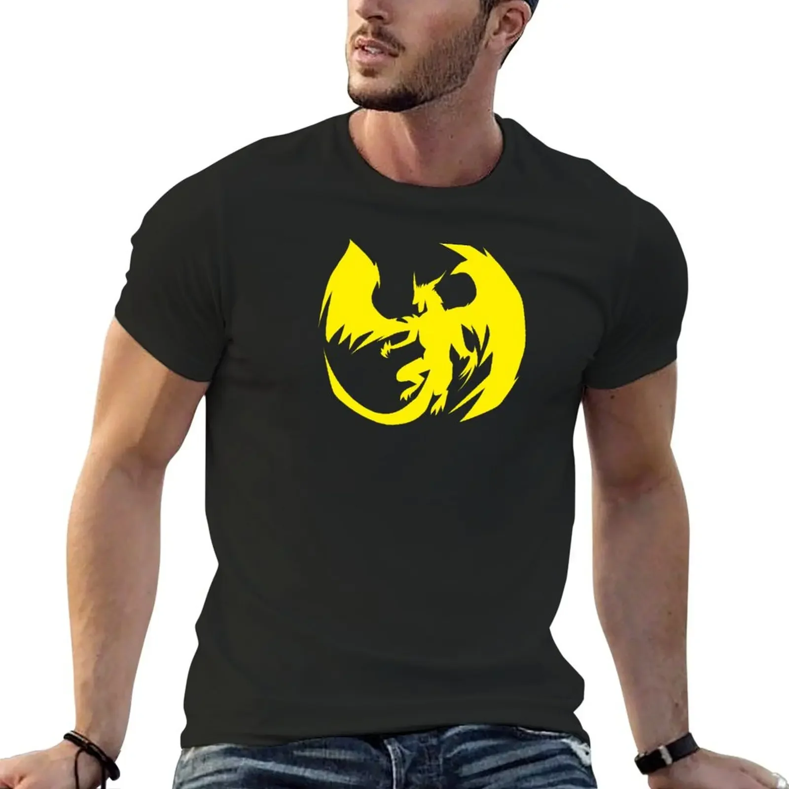 

Silhouette Yellow Dragon T-shirt plus size tops Blouse Short sleeve tee men