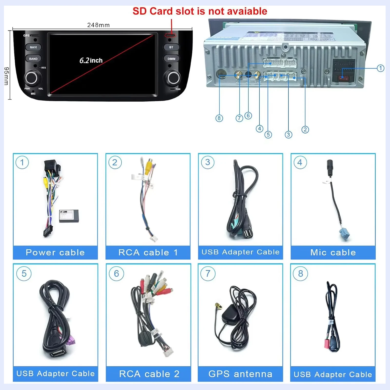 6.2"Android Car Radio Fiat Linea Punto Evo 2012-2016 Multimedia Player Supports
